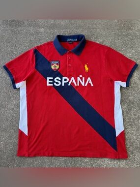 Polo Ralph Lauren Custom Fit España 16 Polo Shirt XXL Big Pony Logo ESP Crest